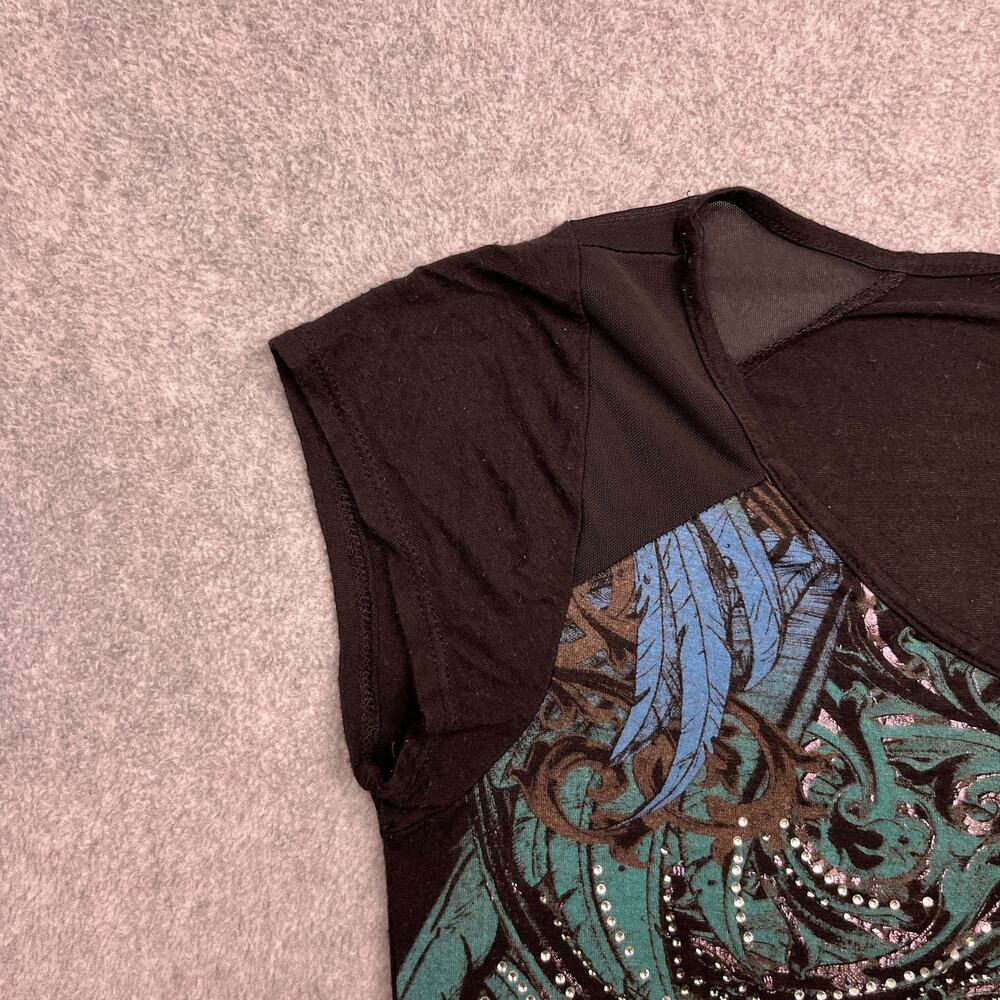 Vintage Harley-Davidson T-Shirt Womens Medium Black Rhinestones Embellished USA - Picture 6 of 11